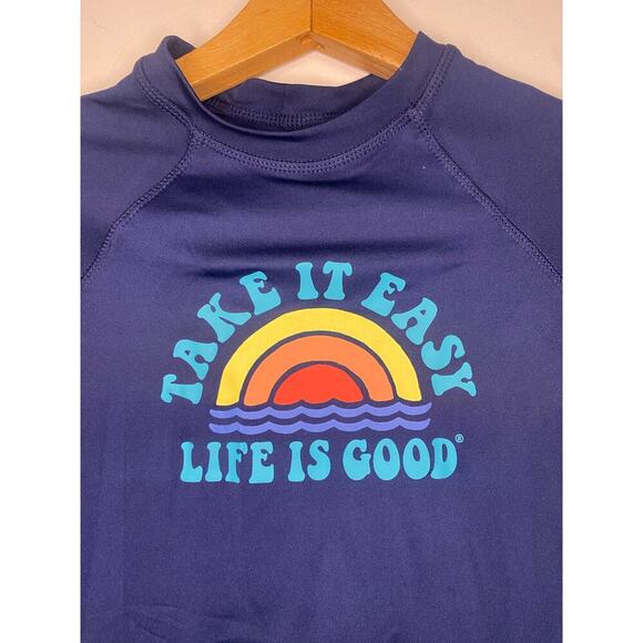 NWT Kids Life Is Good Dark Blue Rash Guard Swim Shirt Size Small Beach Swim - Picture 2 of 13